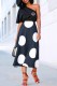 Black Elegant Print Patchwork Letter One Shoulder Short Sleeve Two Pieces