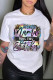 White Casual Print Patchwork O Neck T-Shirts