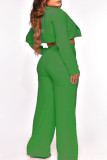 Pink Casual Solid Patchwork Turn-back Collar Long Sleeve Three Pieces
