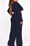 Pink Casual Solid Patchwork Turn-back Collar Long Sleeve Three Pieces
