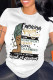 White Casual Print Patchwork O Neck T-Shirts