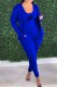 Blue Casual Print Letter U Neck Long Sleeve Three Pieces