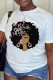 White Casual Print Patchwork O Neck T-Shirts