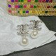 Silver Elegant Geometric Pearl Rhinestone Earrings