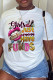 White Casual Print Patchwork O Neck T-Shirts