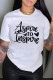 White Casual Print Patchwork O Neck T-Shirts
