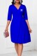 Blue Elegant Print Patchwork Letter V Neck A Line Dresses