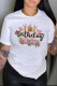 White Casual Print Patchwork O Neck T-Shirts