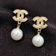 Gold Daily Elegant Letter Pearl Rhinestone Earrings