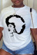 White Casual Print Patchwork O Neck T-Shirts