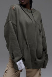 Grey Street Ripped Patchwork O Neck Tops