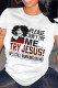 White Casual Print Patchwork O Neck T-Shirts