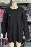 Grey Street Ripped Patchwork O Neck Tops