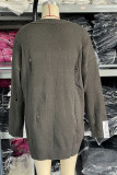 Grey Street Ripped Patchwork O Neck Tops