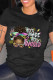 Black Casual Print Patchwork O Neck T-Shirts