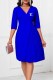 Blue Elegant Print Letter V Neck A Line Dresses