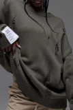 Grey Street Ripped Patchwork O Neck Tops