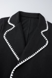 Black Casual Solid Bandage Patchwork Contrast Turndown Collar Outerwear