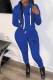 Blue Casual Print Letter Hooded Collar Long Sleeve Two Pieces