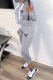 Light Gray Casual Print Letter Hooded Collar Long Sleeve Two Pieces