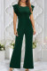 Green Elegant Solid Bandage Patchwork Zipper O Neck Loose Jumpsuits
