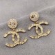 Gold Vintage Letter Rhinestone Earrings