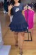 Deep Blue Casual Print Bandage Letter O Neck Irregular Dress Dresses