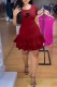 Burgundy Casual Print Bandage Letter O Neck Irregular Dress Dresses