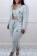 Light Gray Casual Print Patchwork Hooded Collar Long Sleeve Three Pieces