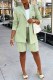 Light Green Casual Work Print Letter Turn-back Collar Long Sleeve Two Pieces