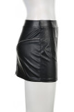 Black Sexy Solid Patchwork Pocket Zipper Skinny Low Waist Conventional Solid Color Bottoms