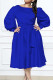 Royal Blue Elegant Solid Bandage Patchwork O Neck A Line Dresses