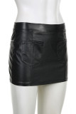 Black Sexy Solid Patchwork Pocket Zipper Skinny Low Waist Conventional Solid Color Bottoms