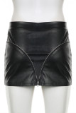 Black Sexy Solid Patchwork Pocket Zipper Skinny Low Waist Conventional Solid Color Bottoms