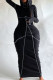 Black Casual Patchwork Contrast Hooded Collar Long Dress Dresses