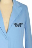 Light Blue Casual Work Print Letter Turn-back Collar Long Sleeve Two Pieces