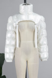 Pink Street Solid Patchwork Zipper Mandarin Collar Outerwear