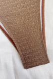 Apricot Solid Bandage Patchwork Swimwears