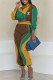 Yellow Casual Print Patchwork Letter Zipper Collar Long Sleeve Two Pieces