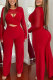 Red Sexy Casual Daily Elegant Patchwork Solid Color O Neck Regular Jumpsuits