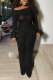 Black Casual Daily Elegant Patchwork Regular Jumpsuits