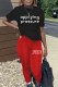 Black Red Casual Print Patchwork O Neck Short Sleeve Two Pieces