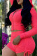 Pink Casual Solid Patchwork Draw String Zipper Zipper Collar Long Sleeve Two Pieces