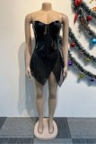 Black Sexy Party Patchwork Sexy Sequins Patchwork Strapless Strapless Dress Dresses