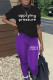 Black Purple Casual Print Patchwork O Neck Short Sleeve Two Pieces