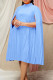 Sky Blue Elegant Solid Patchwork Pleated Half A Turtleneck Straight Dresses