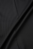 Coffee Casual Solid Patchwork V Neck Skinny Rompers