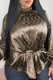 Brown Celebrities Elegant Letter With Belt O Neck Tops