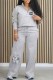 Grey Casual Street Print Letter Zipper Collar Long Sleeve Two Pieces