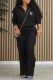 Black Casual Print Letter Zipper Collar Long Sleeve Two Pieces